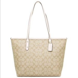 NWT Authentic Coach City ZIP Tote Chalk/Khaki